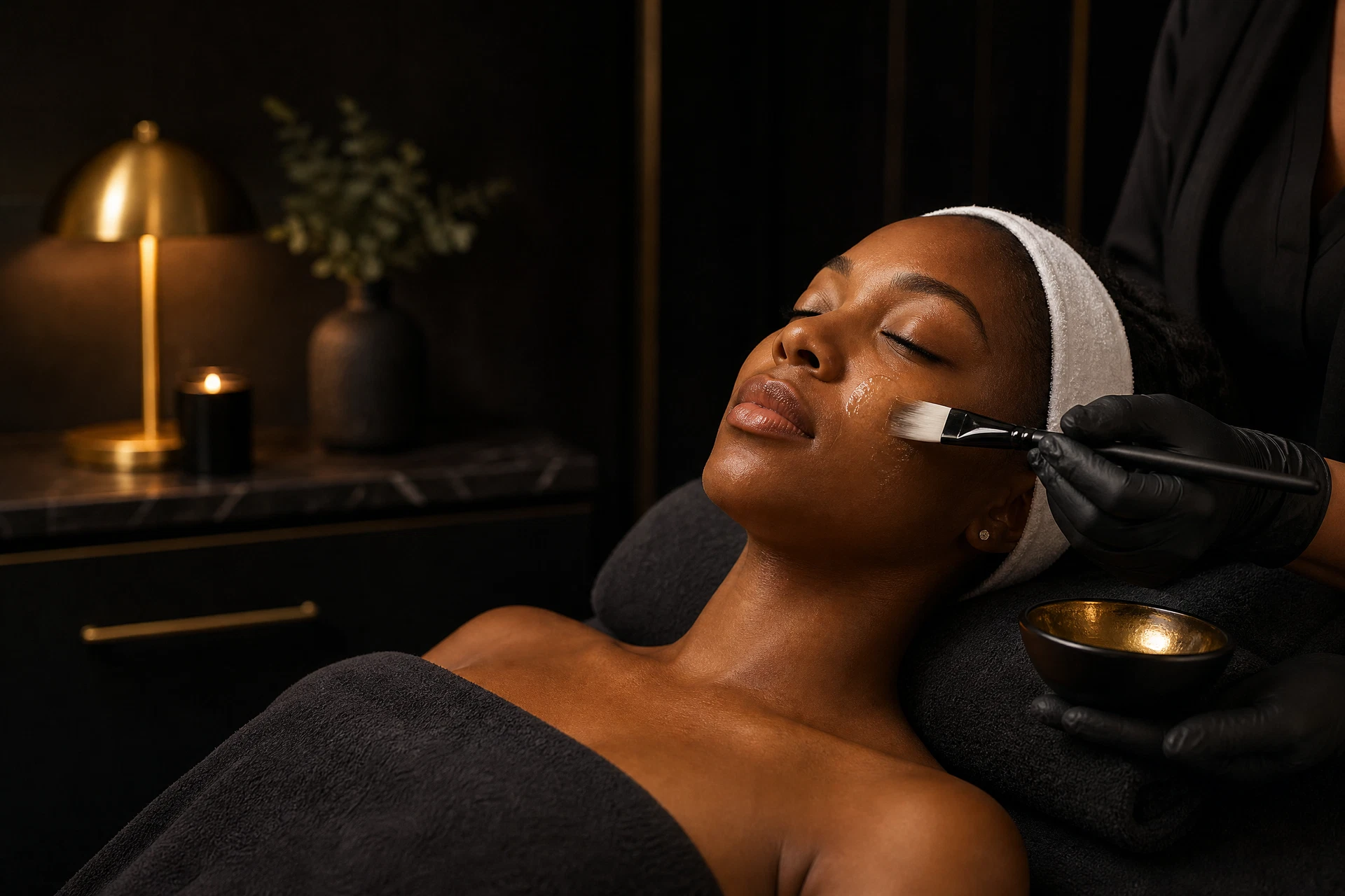 Relaxing facial treatment at a luxury beauty studio